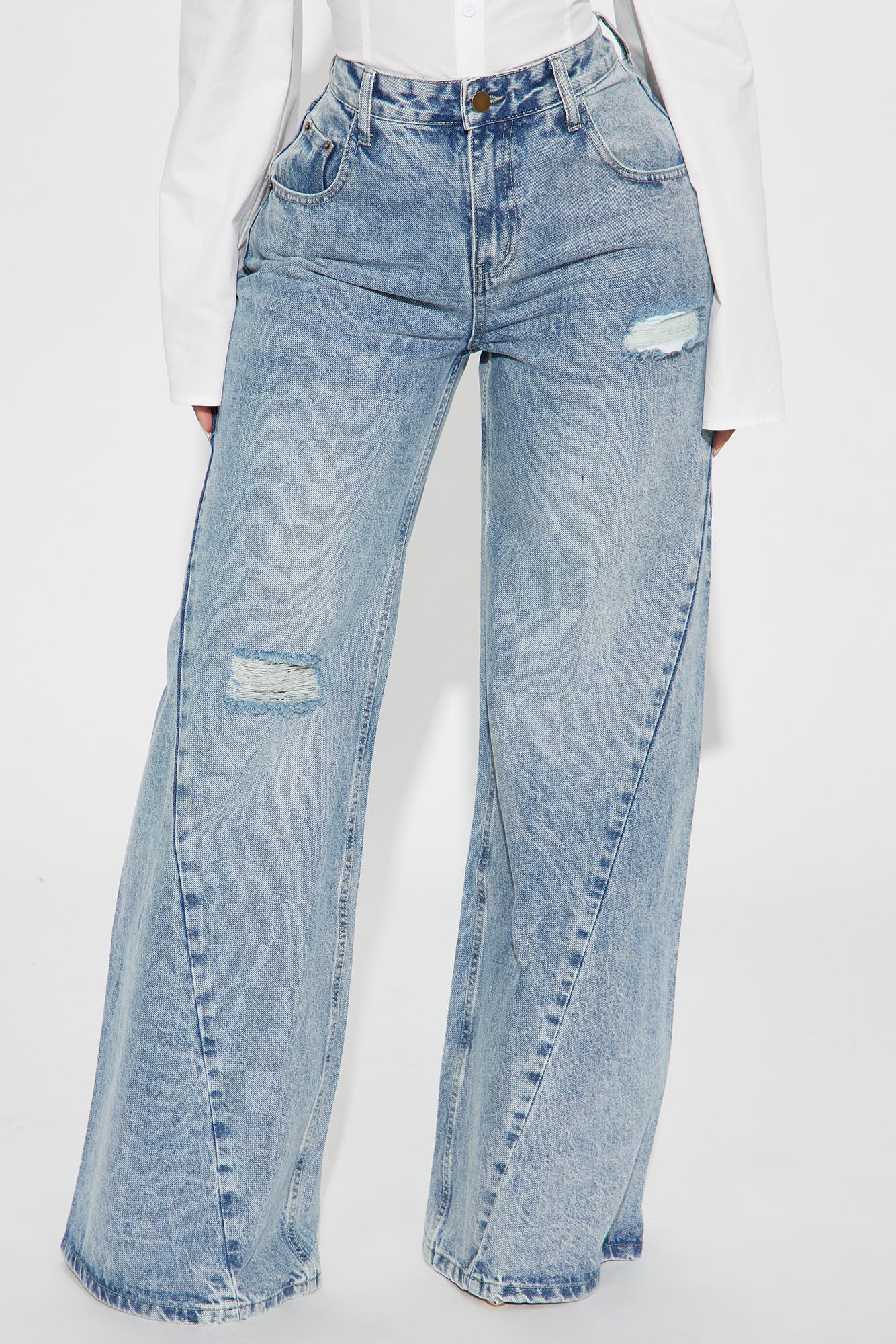 Kyrah Non Stretch Wide Leg Jeans - Medium Wash