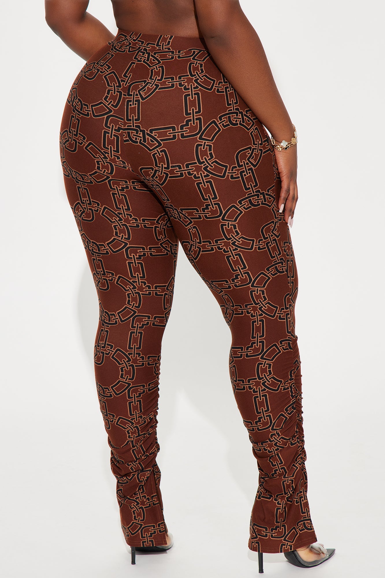 Bree Marie Chain Link Stacked Legging - Brown/combo