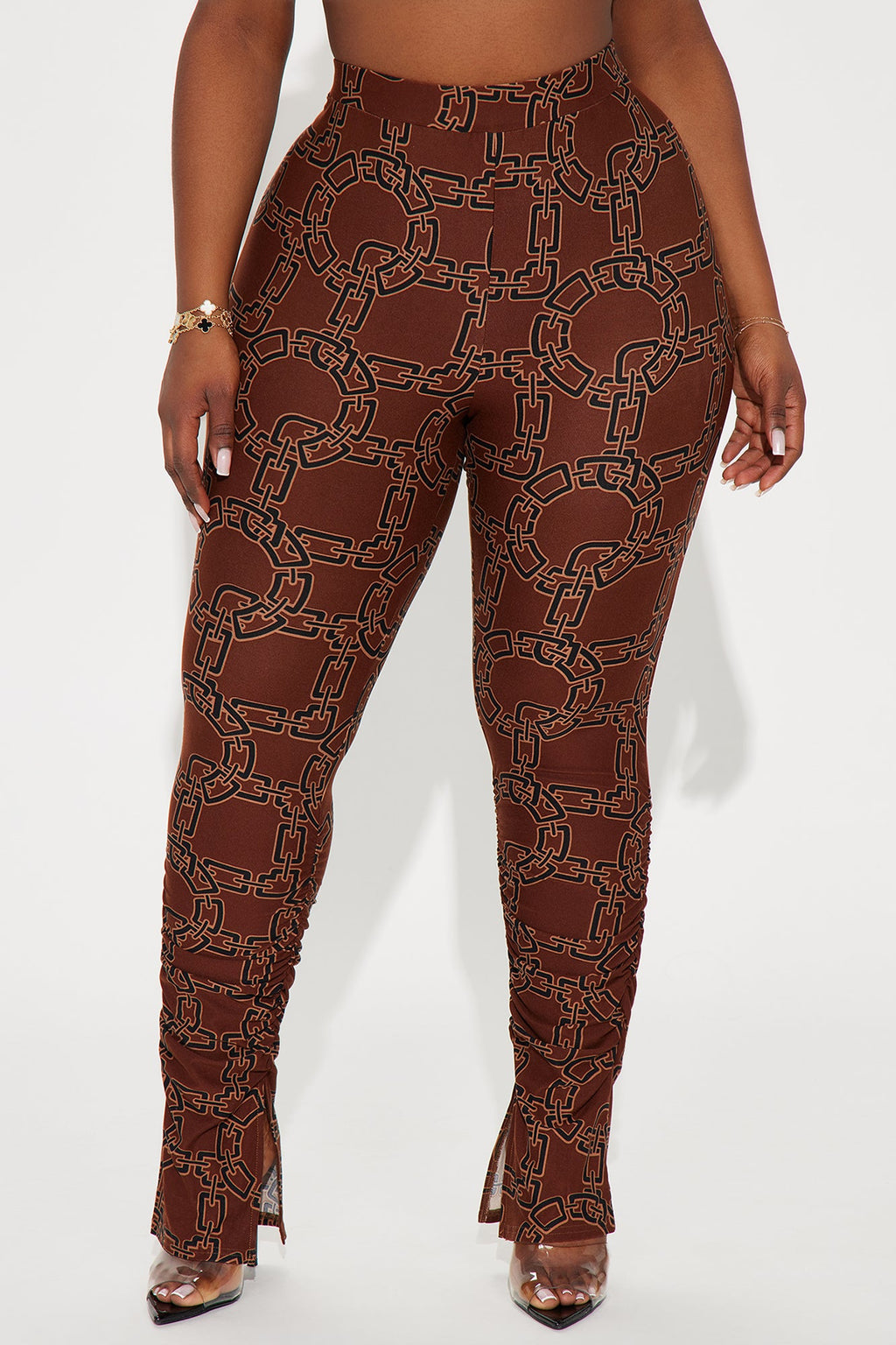 Bree Marie Chain Link Stacked Legging - Brown/combo