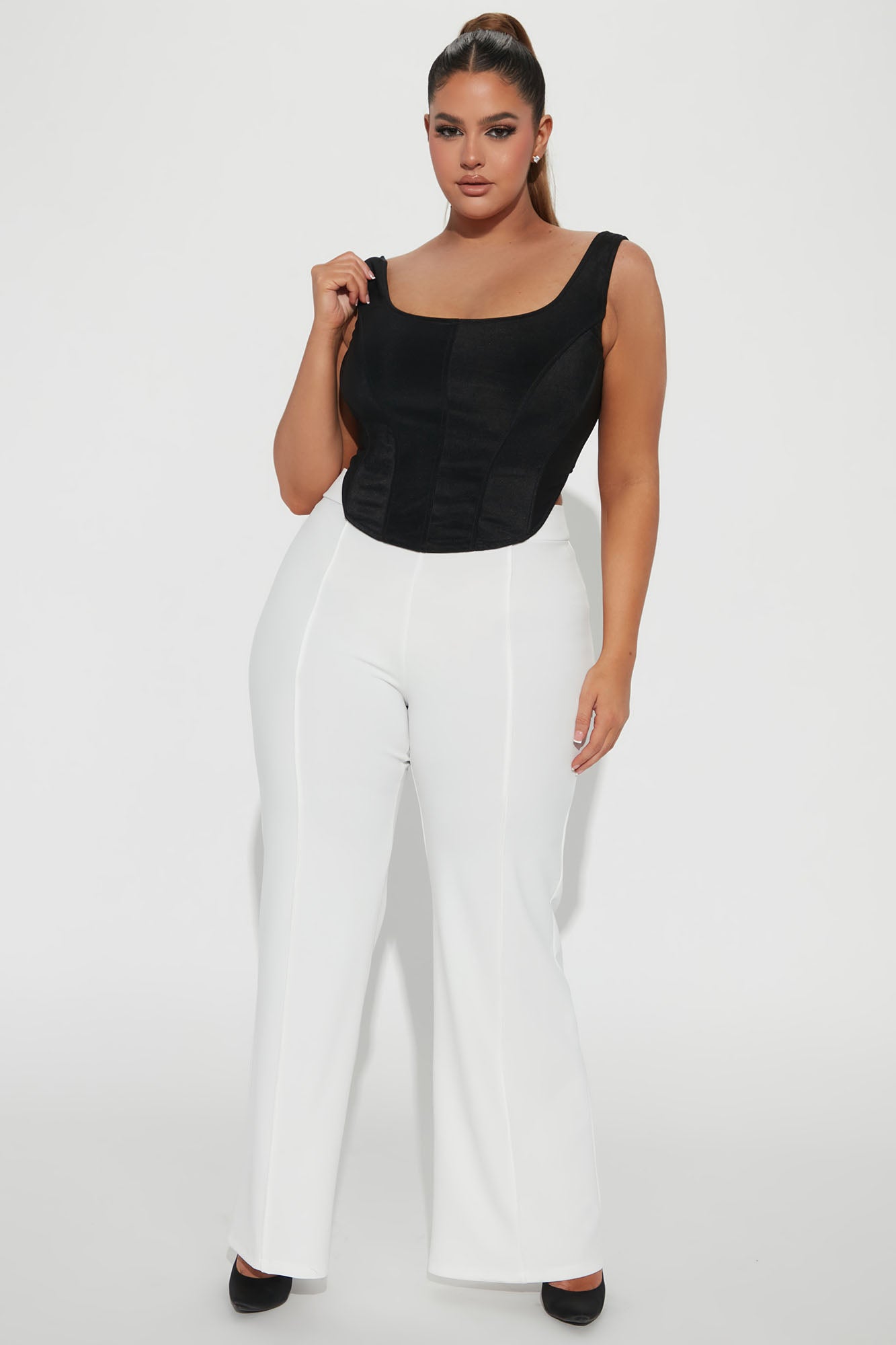 Petite Victoria High Waisted Dress Pants - White