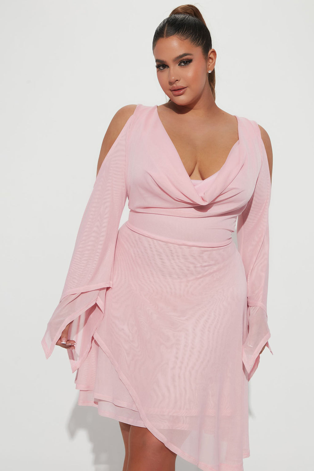 In Town Mesh Mini Dress - Pink