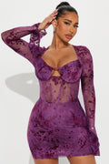 Riley Mesh Mini Dress - Plum