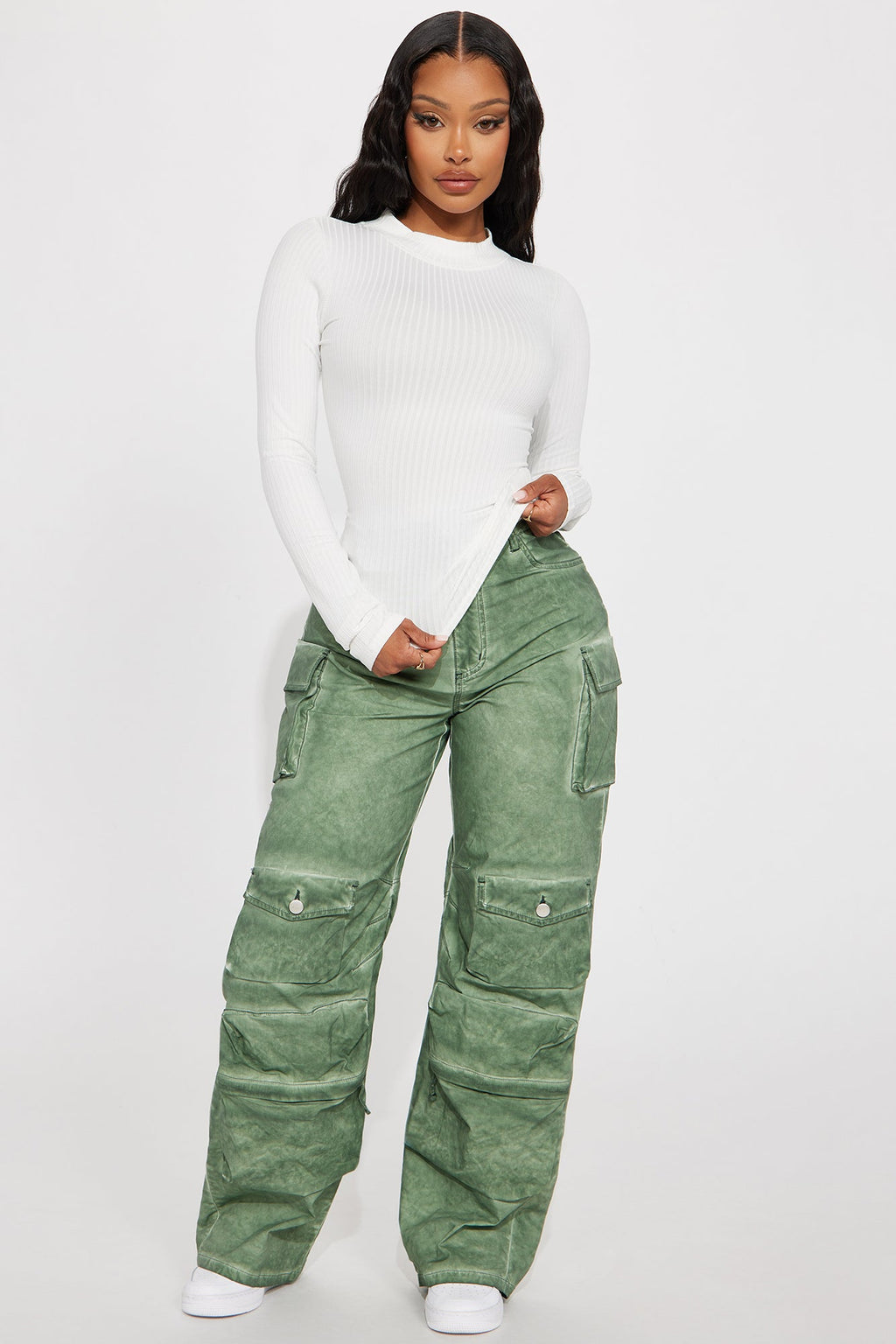 Rita Ribbed Long Sleeve Tee - White