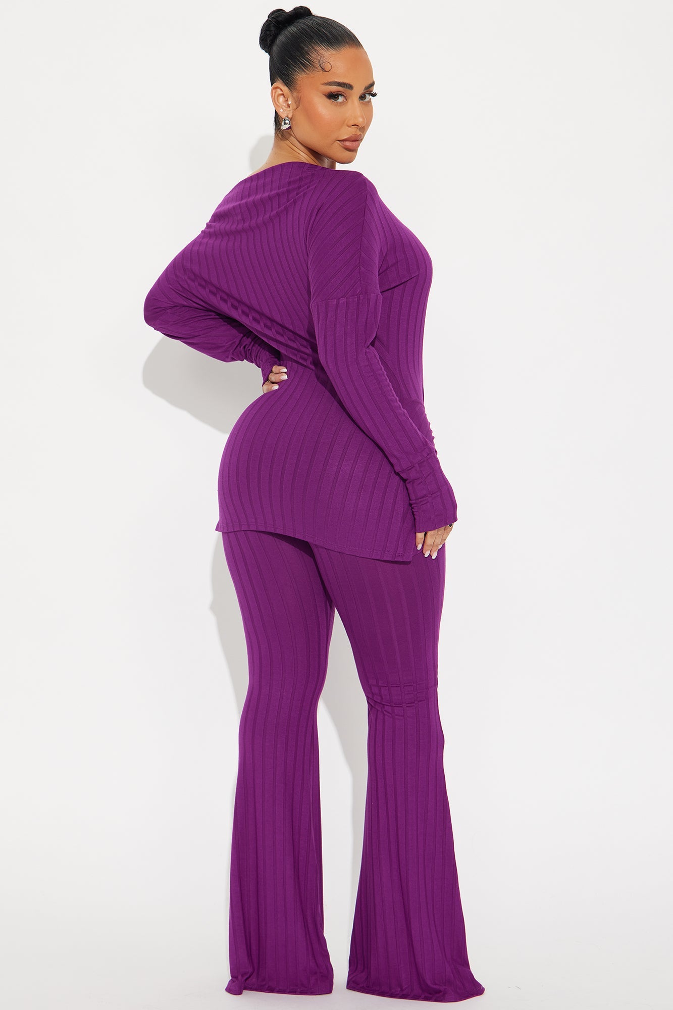 Christie Off Shoulder Pant Set - Purple