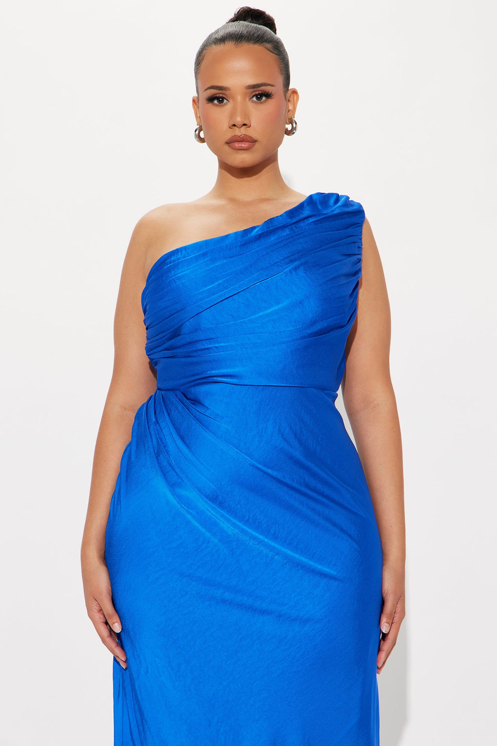 Katia Satin One Shoulder Maxi Dress - Royal