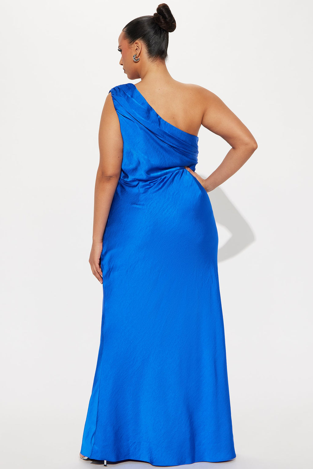 Katia Satin One Shoulder Maxi Dress - Royal