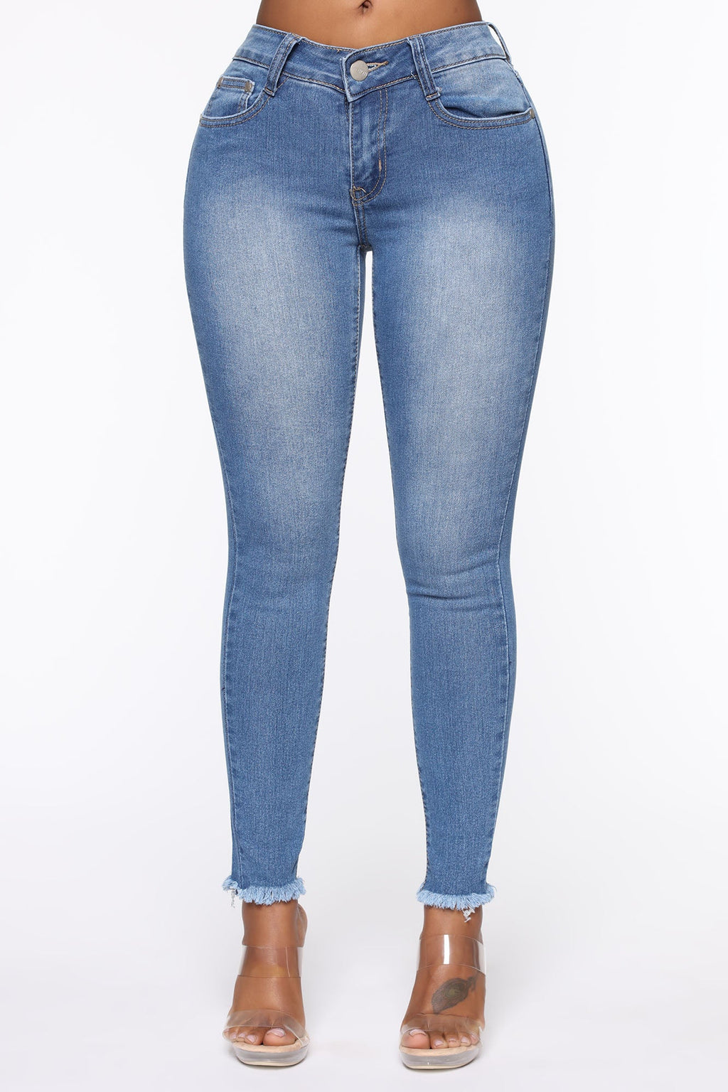 On The Fray Ankle Jeans - Medium Blue Wash