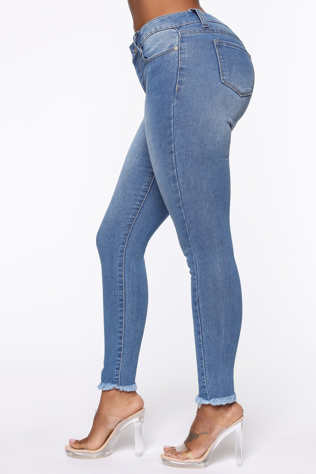 On The Fray Ankle Jeans - Medium Blue Wash