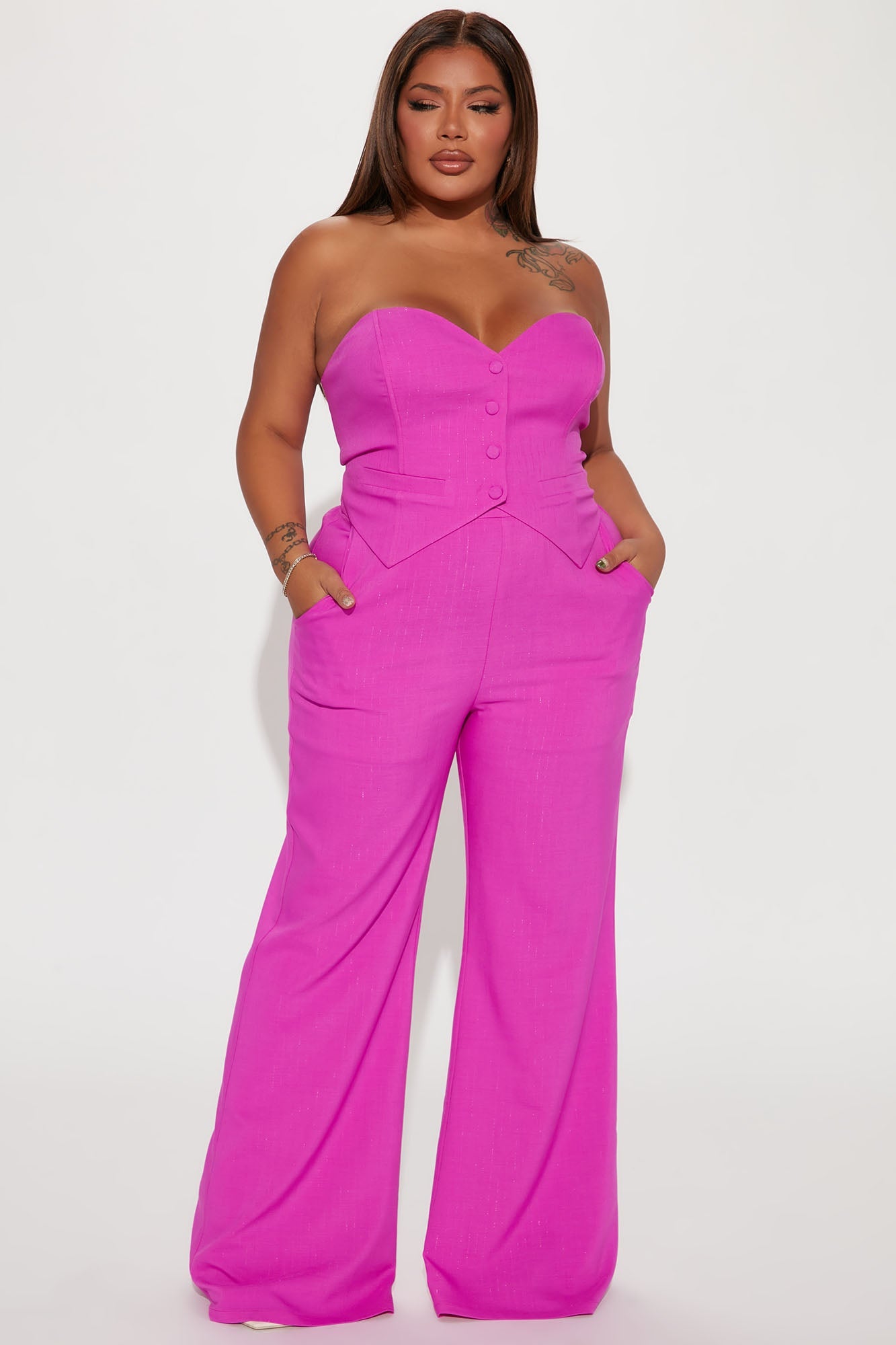 Amelia Two Piece Pant Suit - Fuchsia