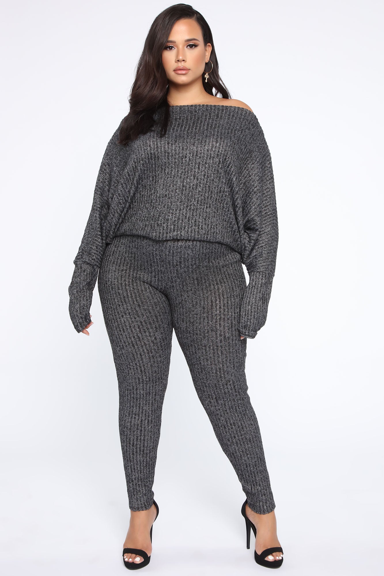 Feeling The Chill Sweater Set - Charcoal