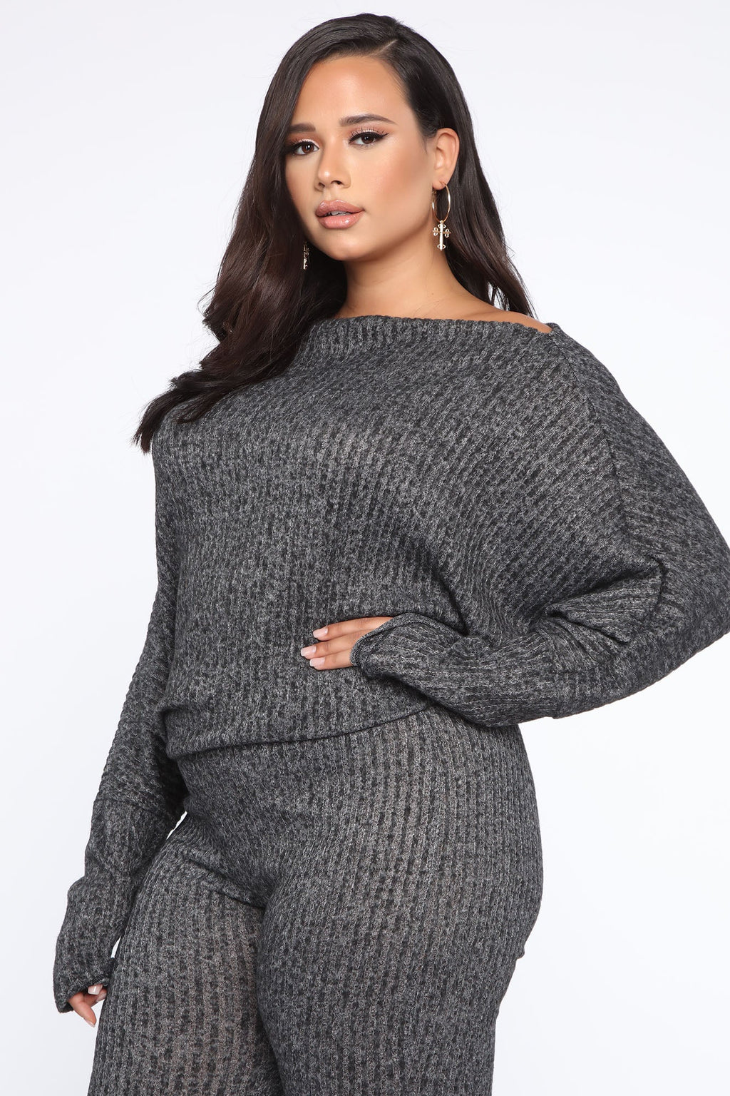 Feeling The Chill Sweater Set - Charcoal