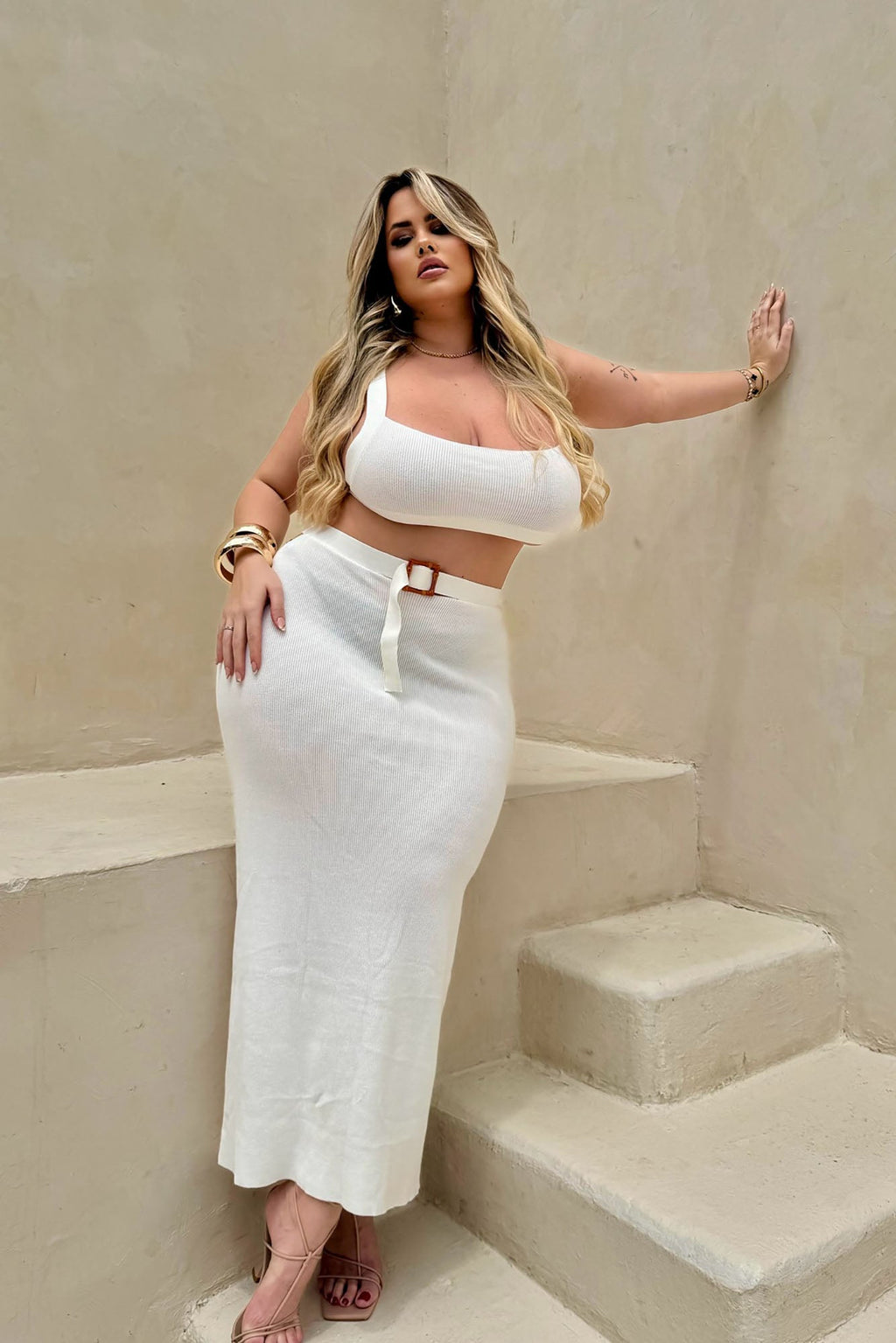 Leaving Now Skirt Set - White