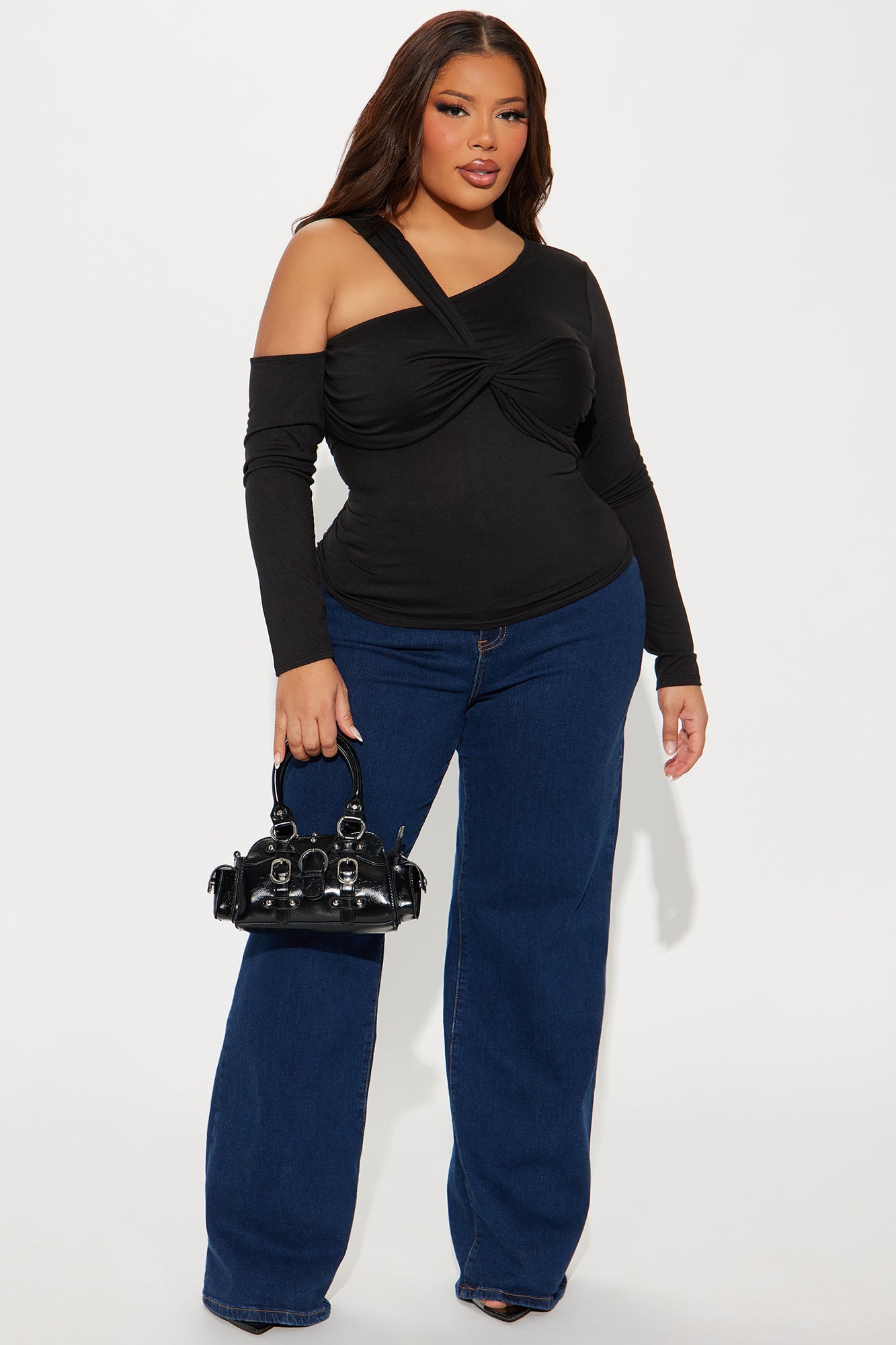 Emory Twist Off Shoulder Top - Black