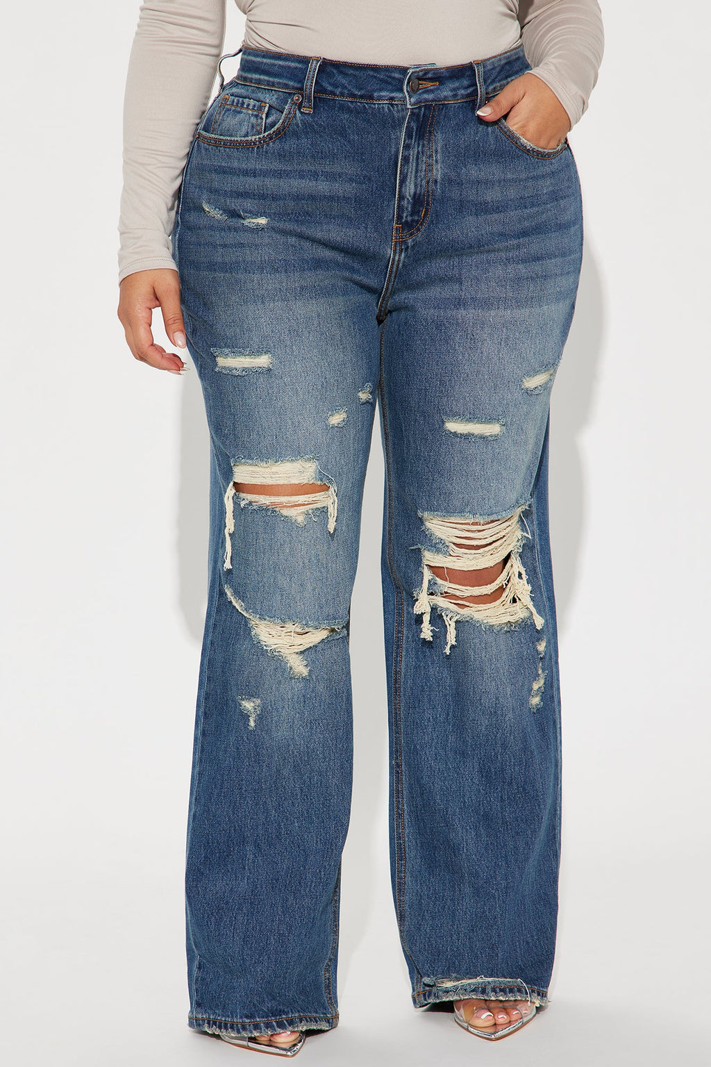 Whenever You're Ready Hybrid Stretch Ripped Jeans - Vintage Wash