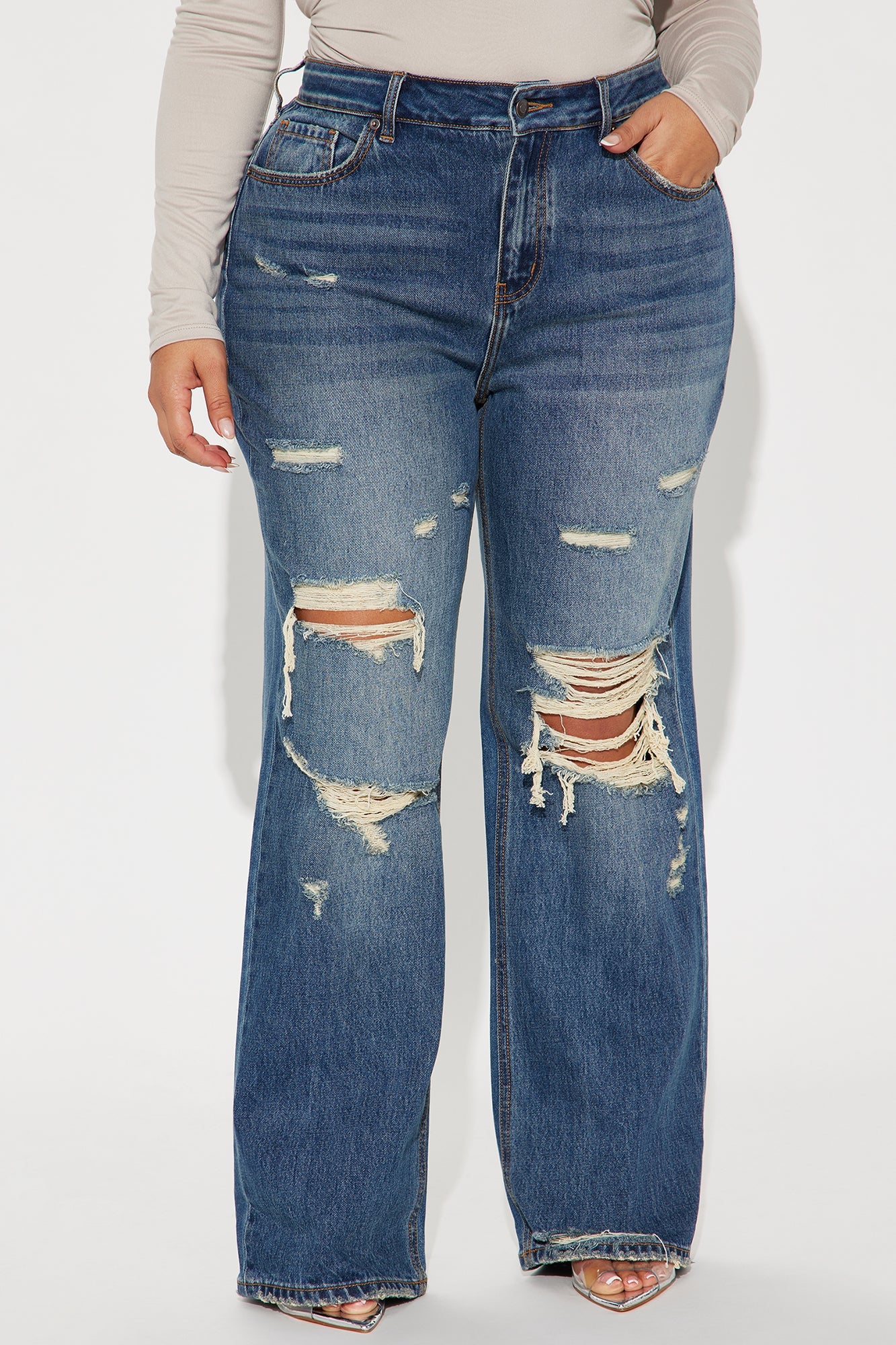 Whenever You're Ready Hybrid Stretch Ripped Jeans - Vintage Wash