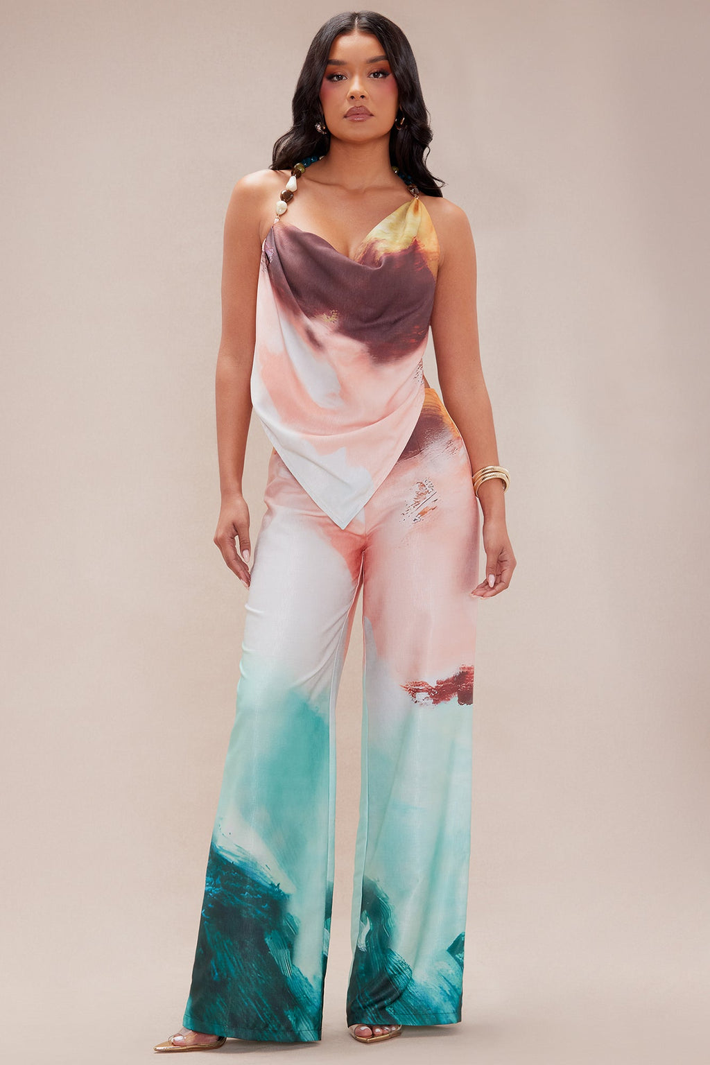 Mykonos Beaded Pant Set - Multi Color