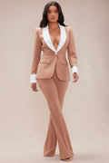 Bianca Blazer Suit Set - Taupe/combo