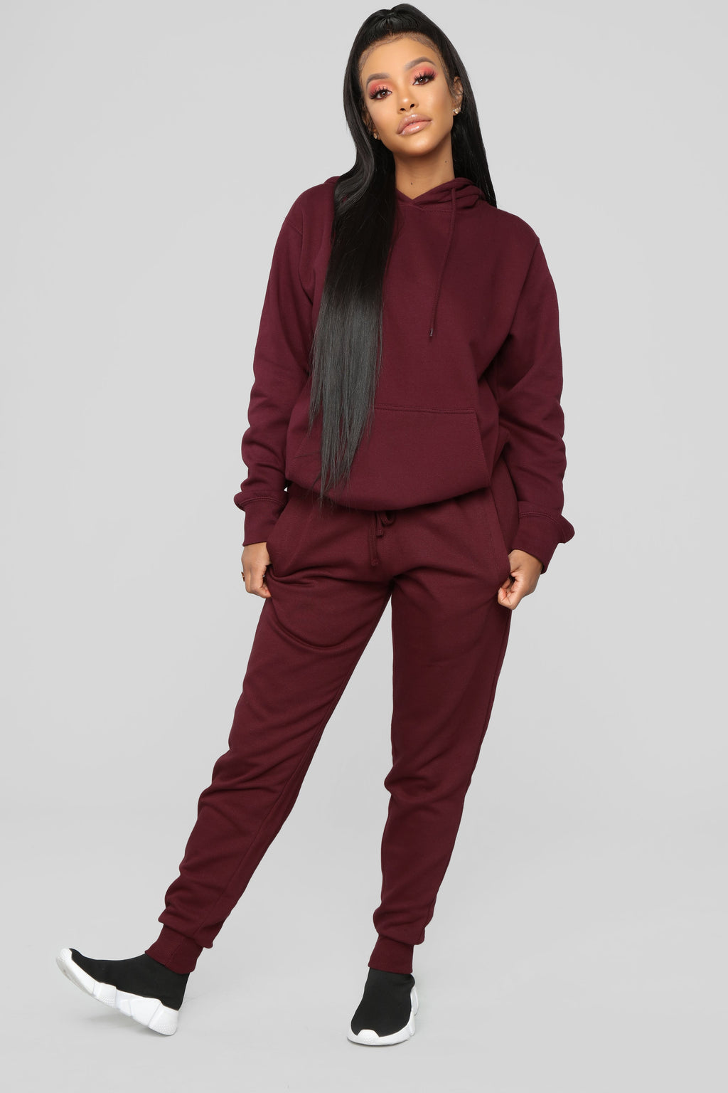 Stole Your Boyfriend's Oversized Jogger - Burgundy