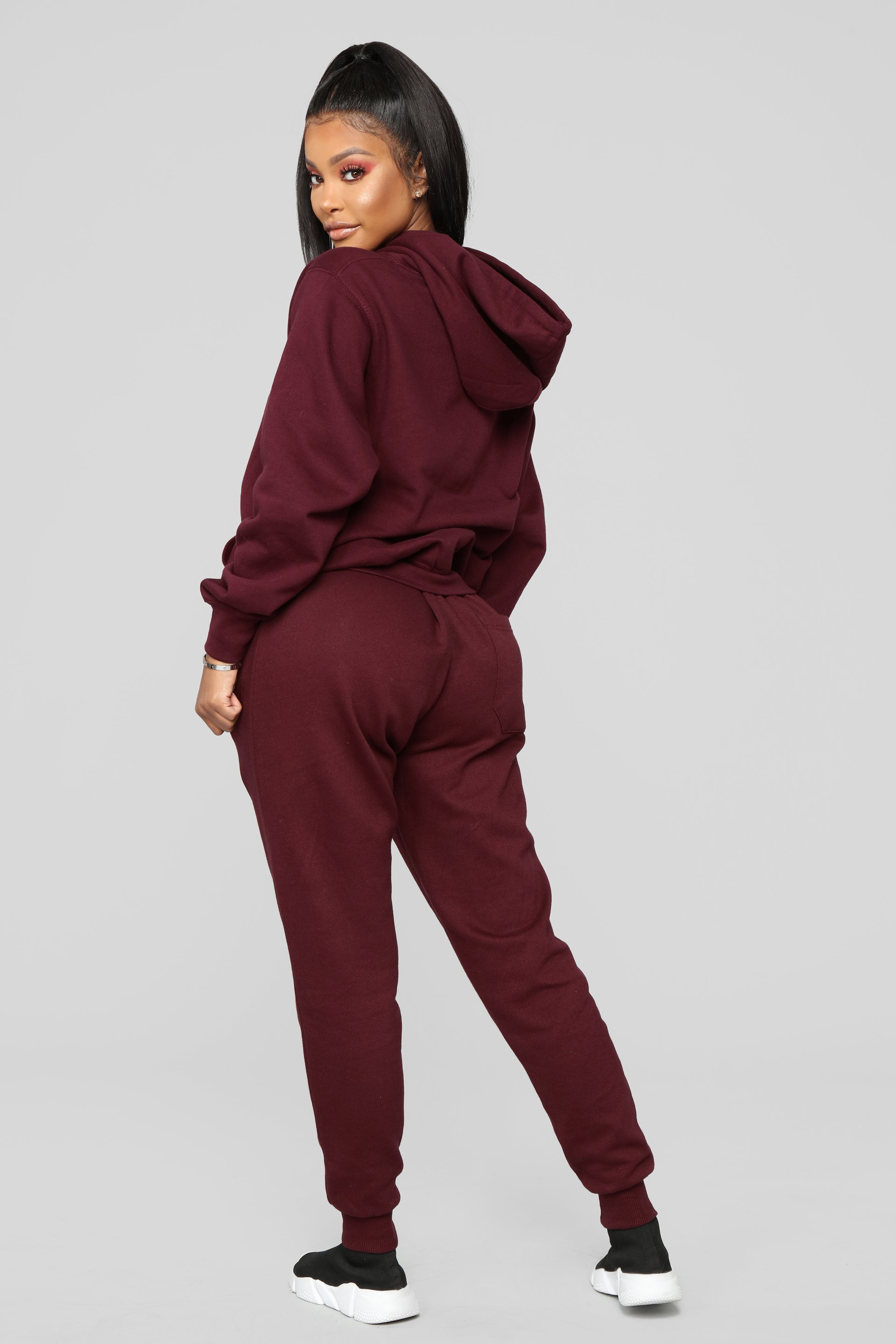 Stole Your Boyfriend's Oversized Jogger - Burgundy