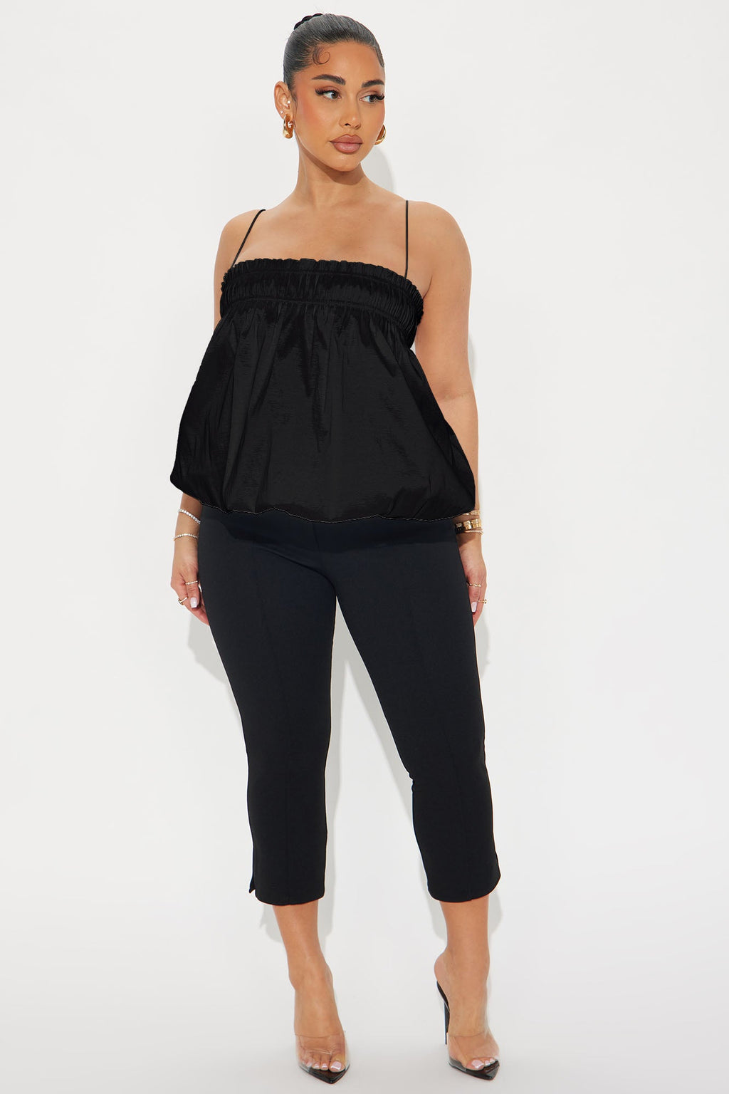 Faviana Bubble Hem Top - Black