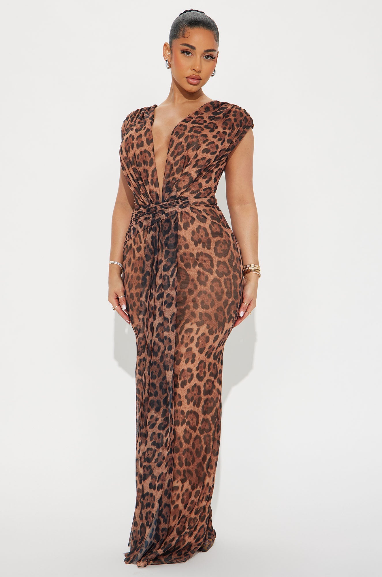In The Wild Mesh Maxi Dress - Leopard