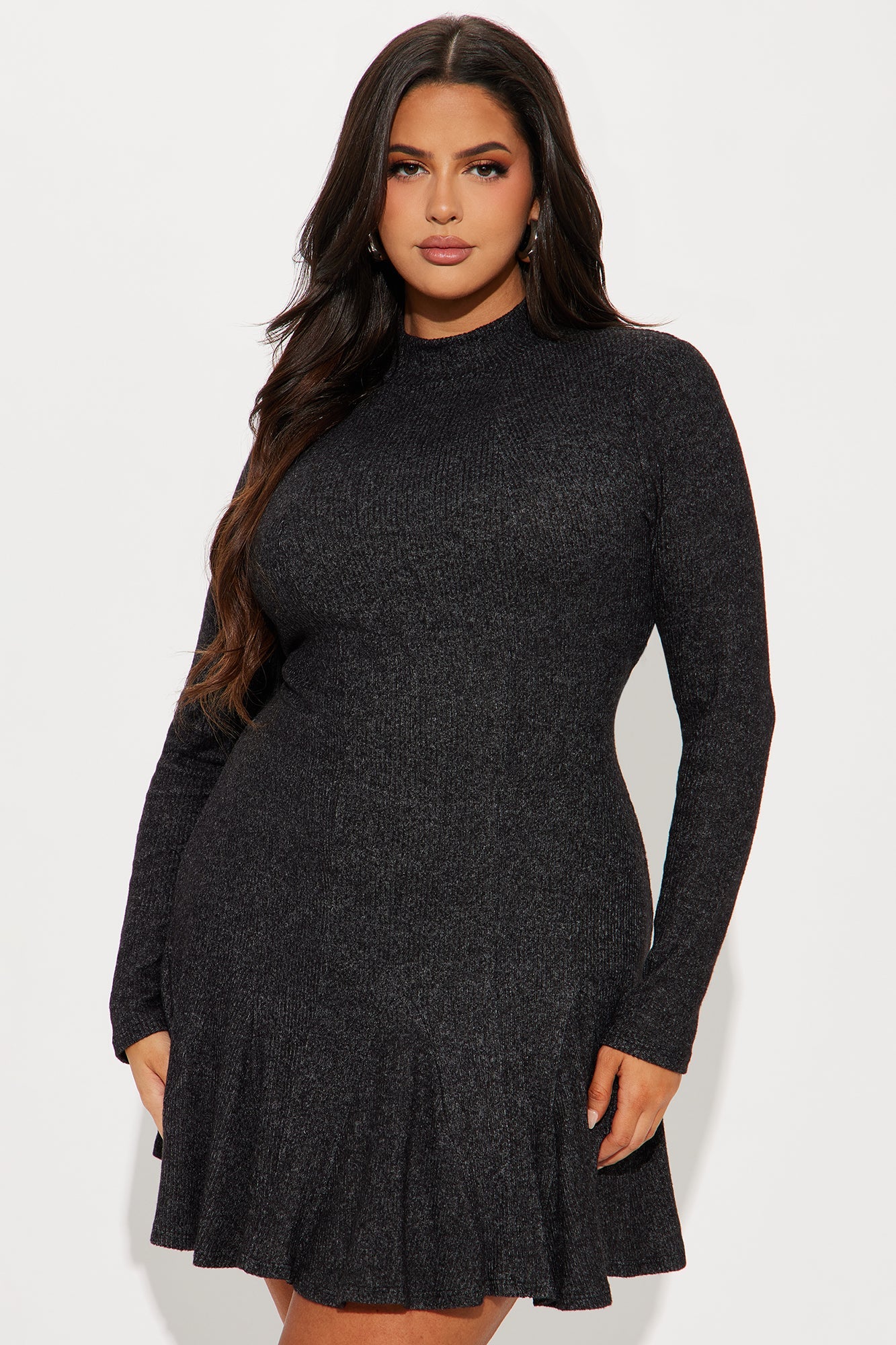 Jenna Turtleneck Mini Dress - Charcoal
