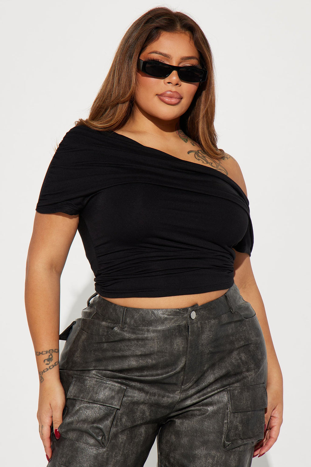 Oksana One Shoulder Top - Black