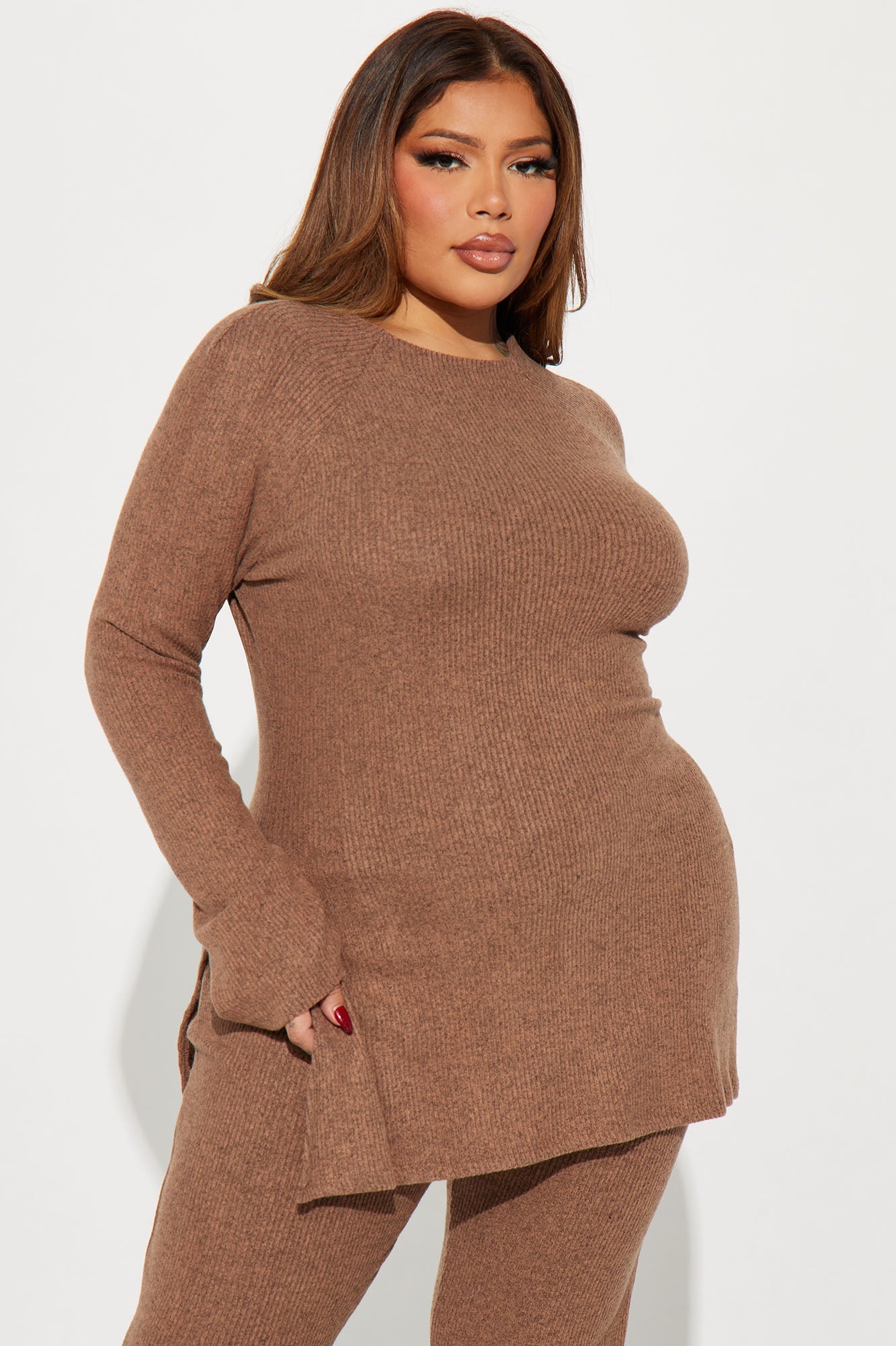 Clarissa Cozy Pant Set - Mocha