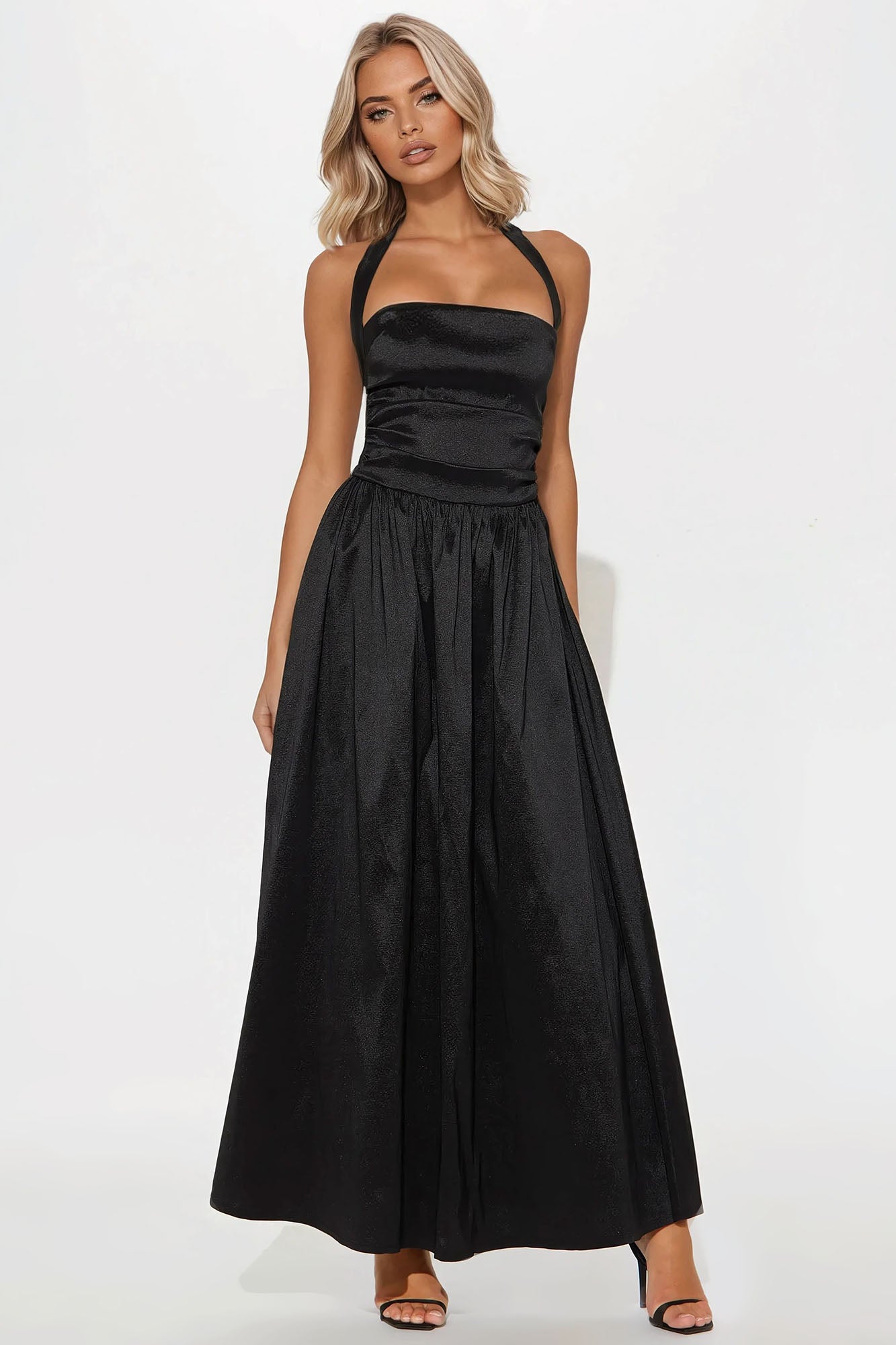 Layla A Line Halter Maxi Dress - Black