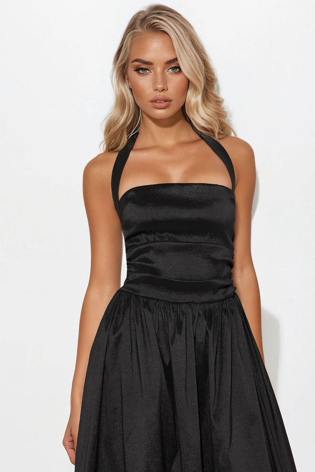 Layla A Line Halter Maxi Dress - Black