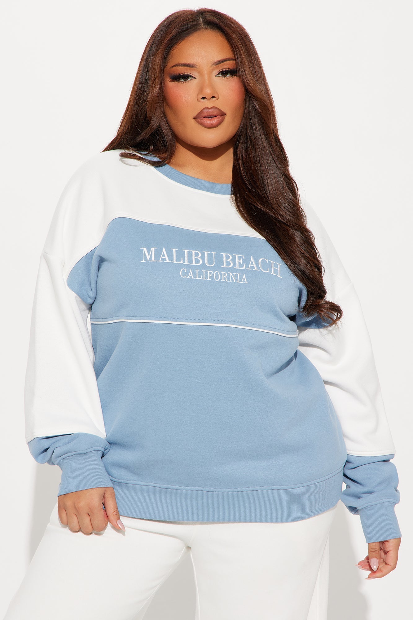 Malibu Fleece Wide Leg Sweatsuit Set - Dusty Blue