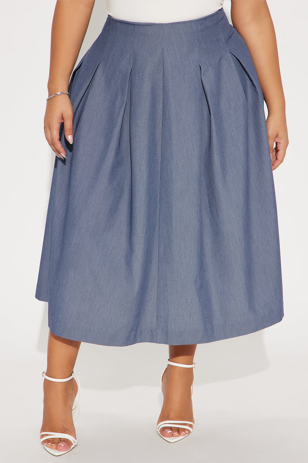 Standing On Business Pleated Midi Skirt - Charcoal
