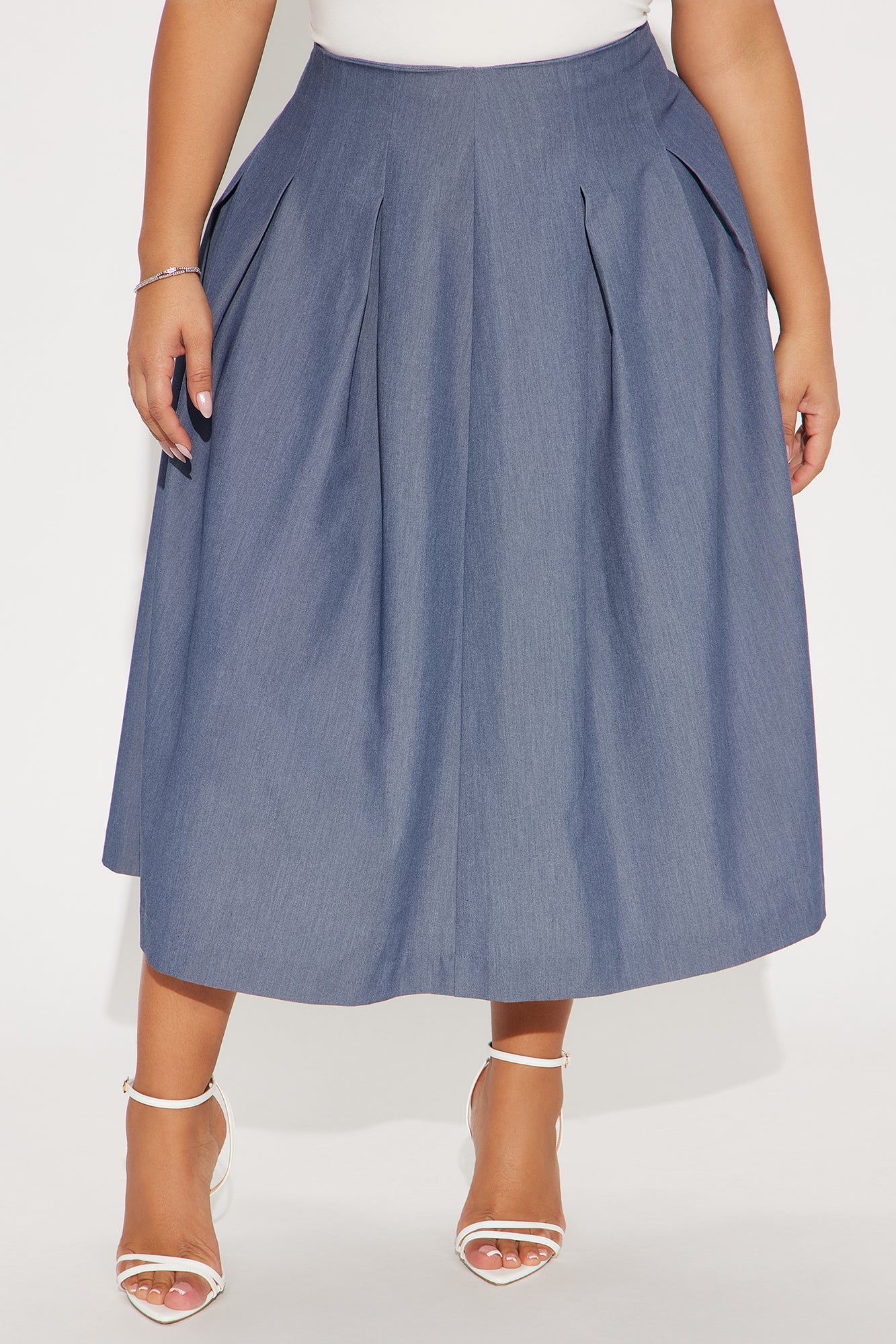 Standing On Business Pleated Midi Skirt - Charcoal