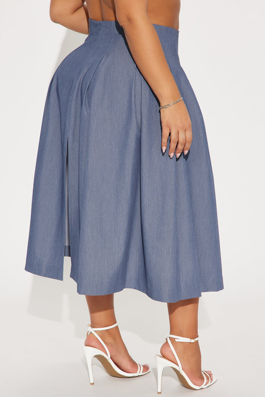Standing On Business Pleated Midi Skirt - Charcoal