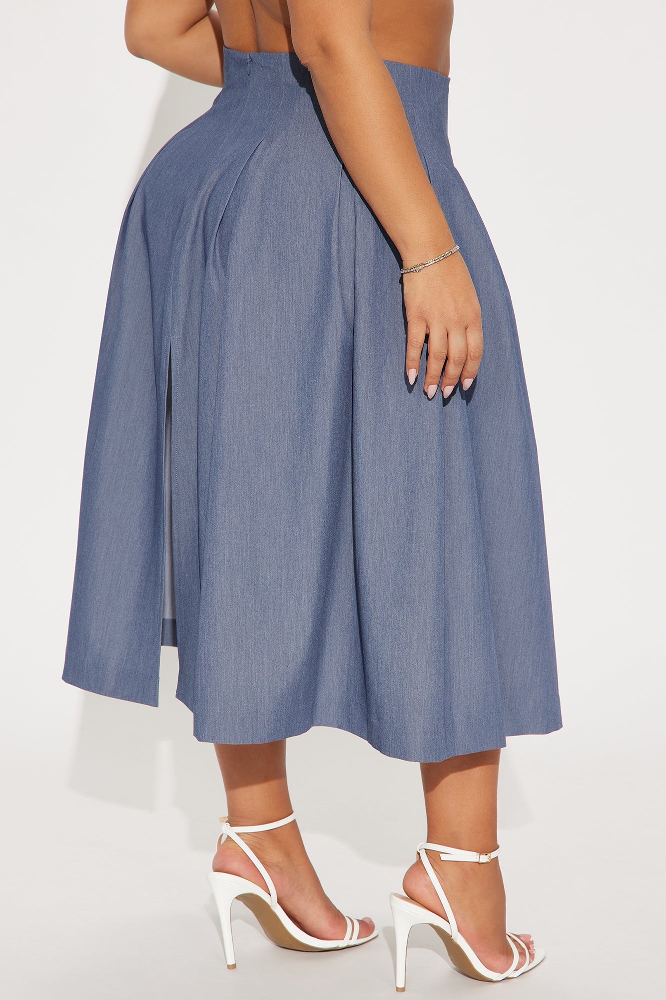 Standing On Business Pleated Midi Skirt - Charcoal