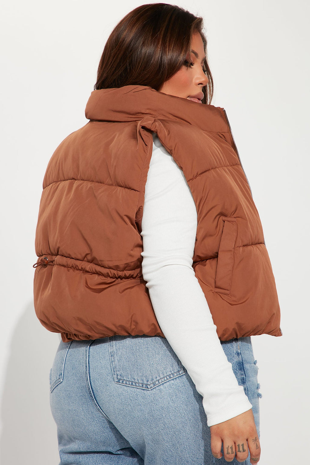 Live More Puffer Vest - Brown