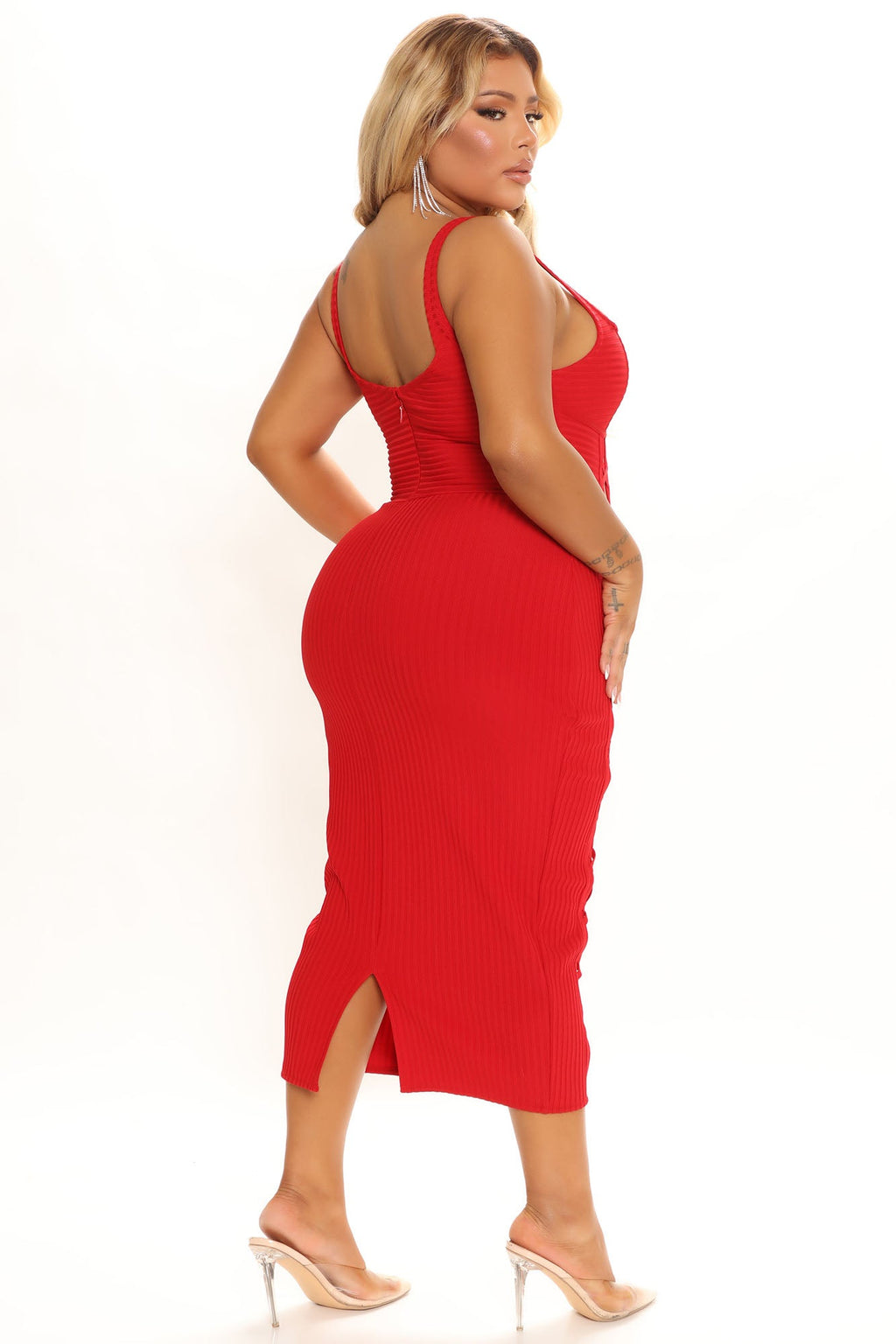 No Cuts Given Bandage Midi Dress - Red