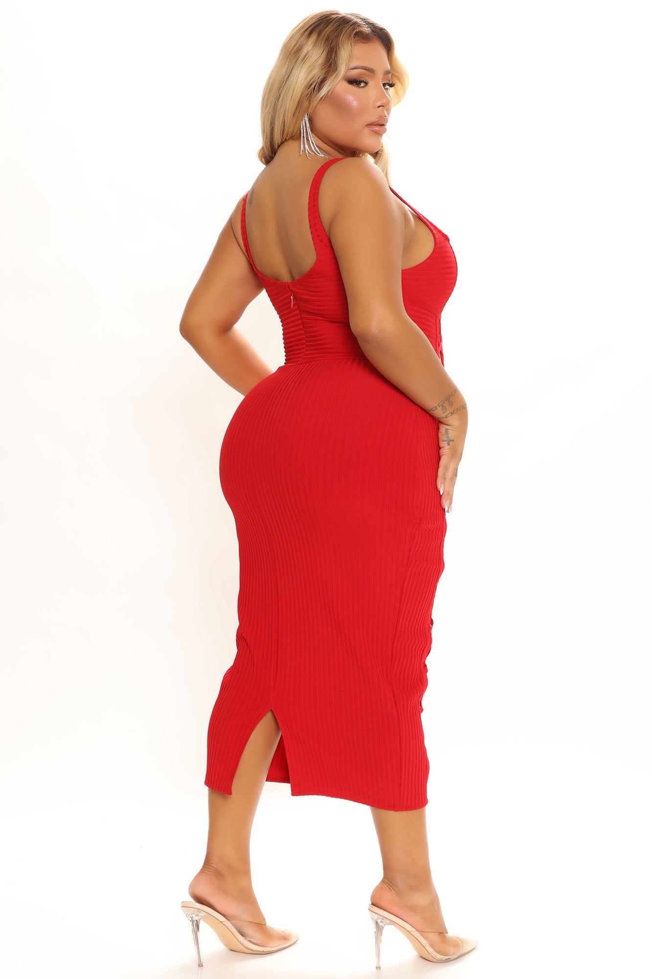 No Cuts Given Bandage Midi Dress - Red