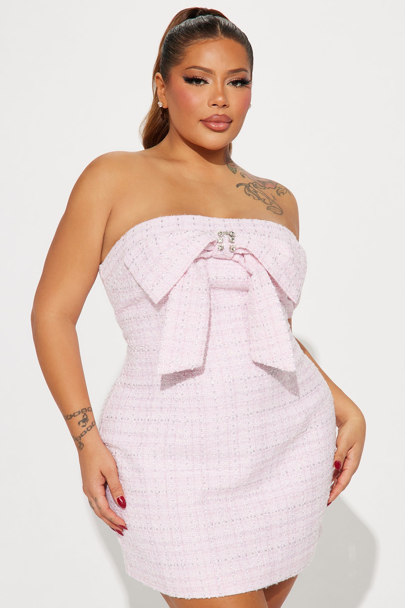 Penelope Tweed Mini Dress - Pink