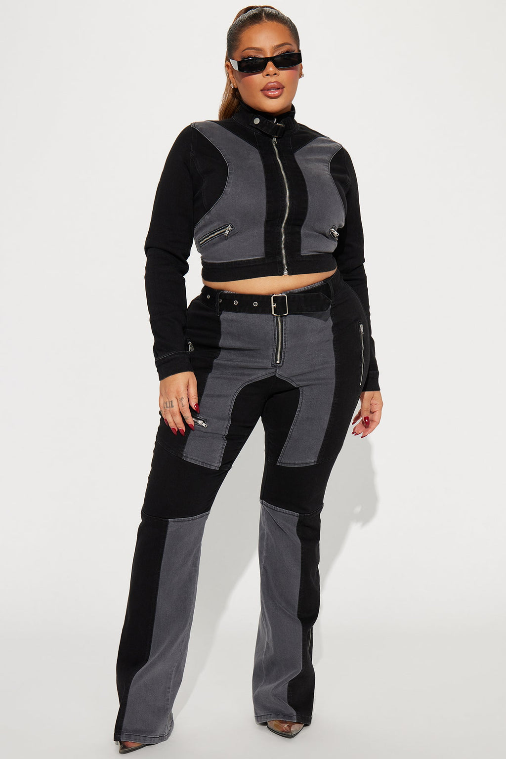 Off To The Races Stretch Bootcut Jeans - Black/Grey