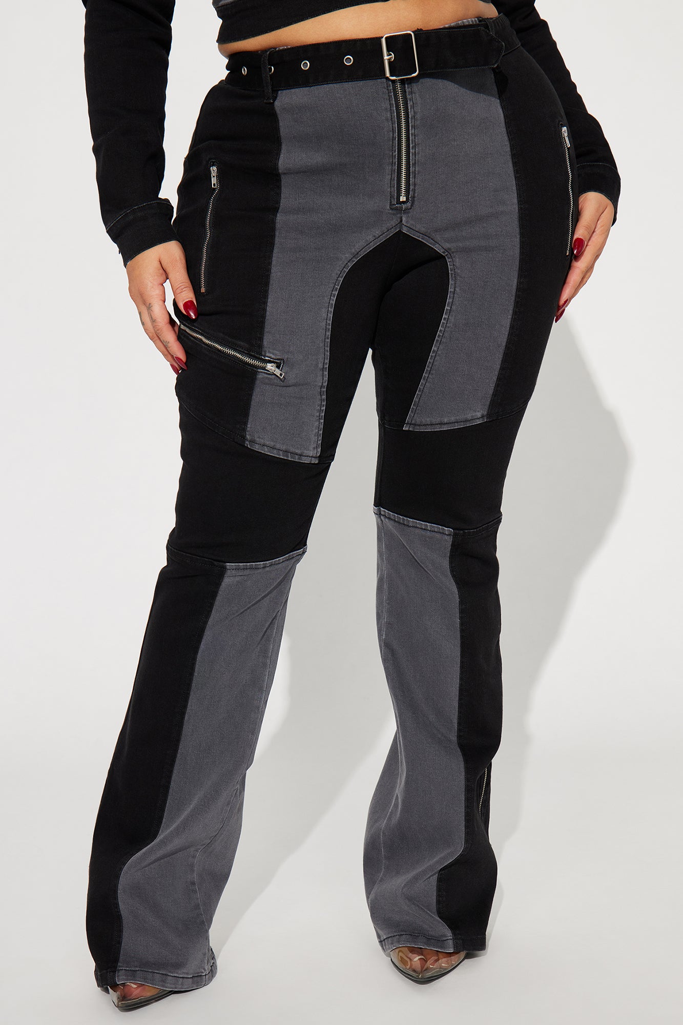 Off To The Races Stretch Bootcut Jeans - Black/Grey