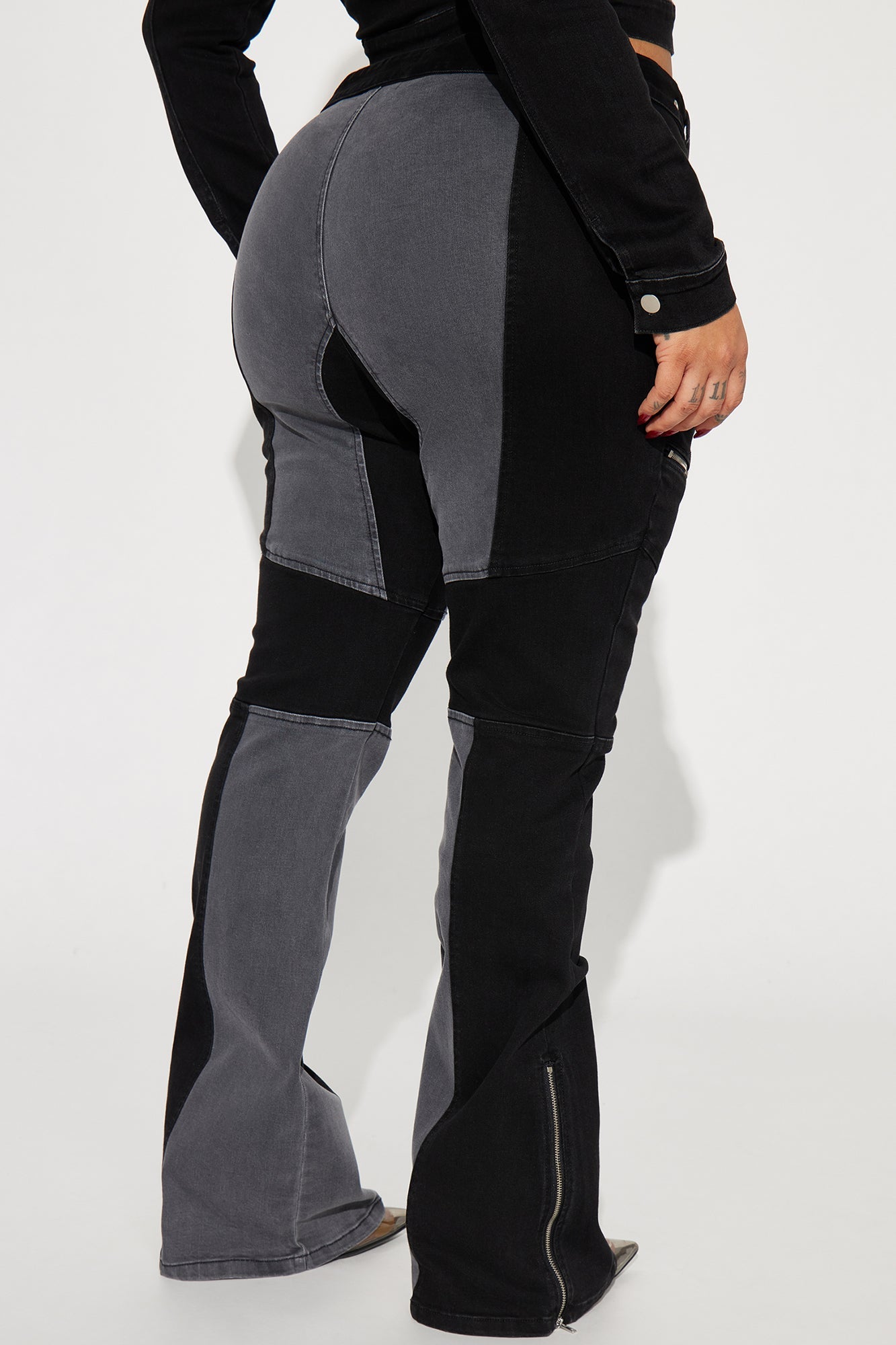 Off To The Races Stretch Bootcut Jeans - Black/Grey