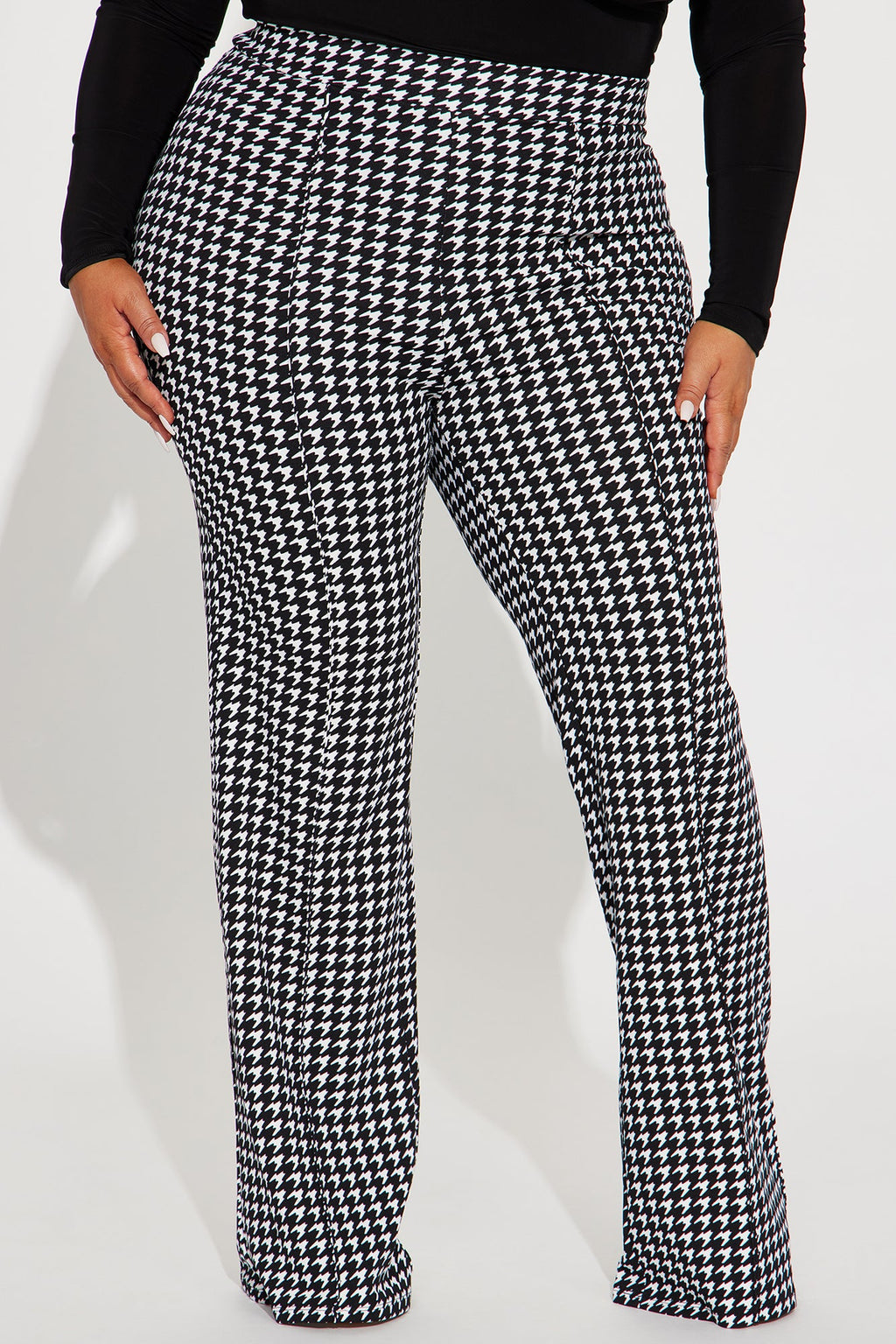 Victoria High Waist Dress Pant Houndstooth 35 - Black/White