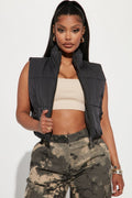 Live More Puffer Vest - Black