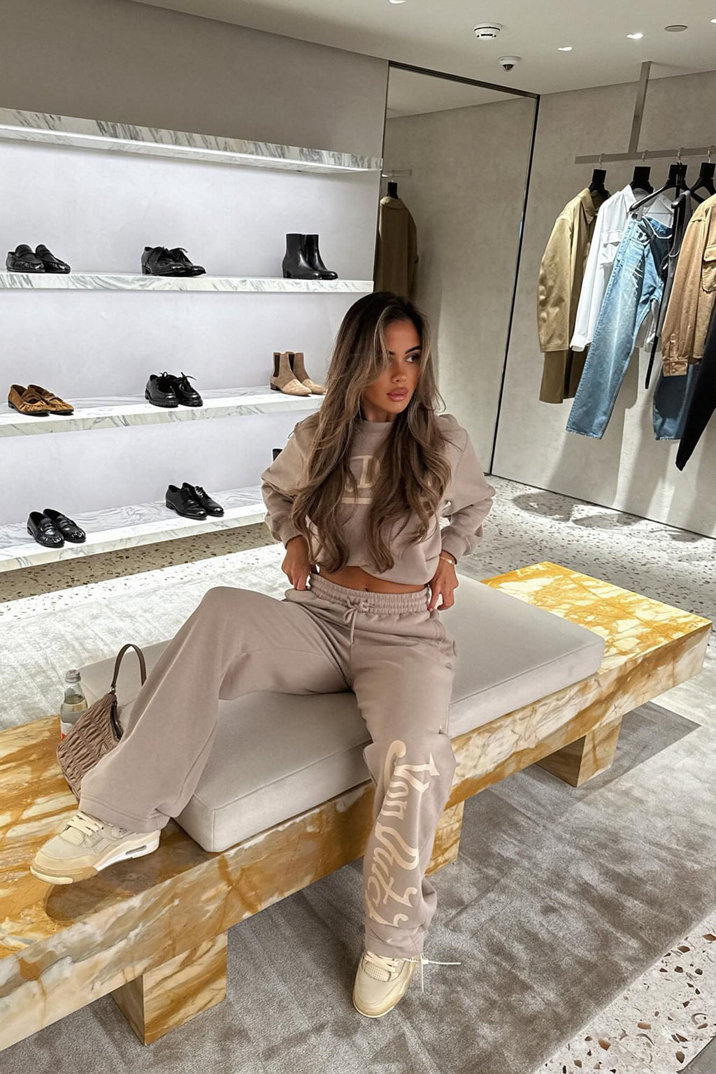 Von Dutch Distressed Wide Leg Pant - Taupe