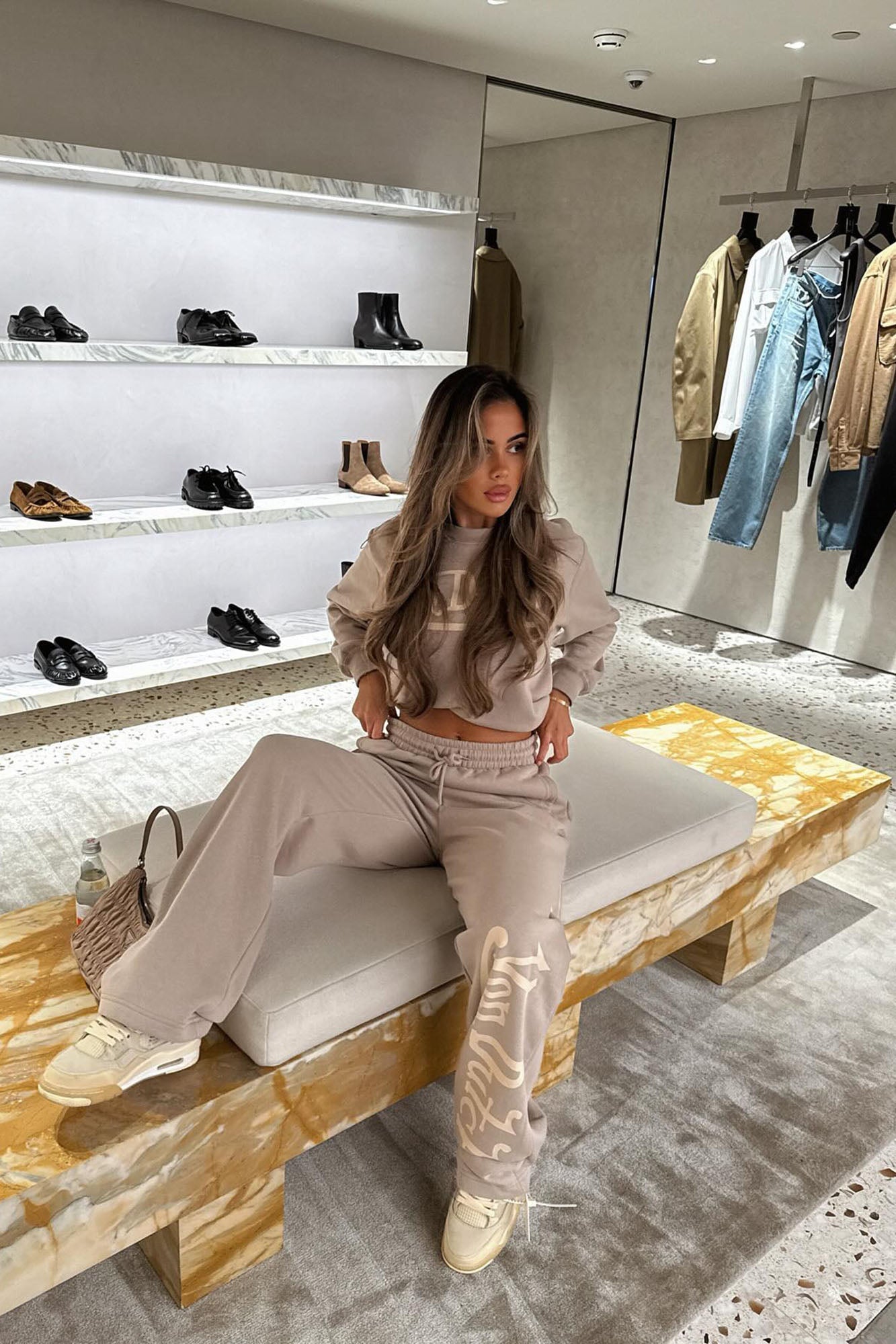 Von Dutch Distressed Wide Leg Pant - Taupe