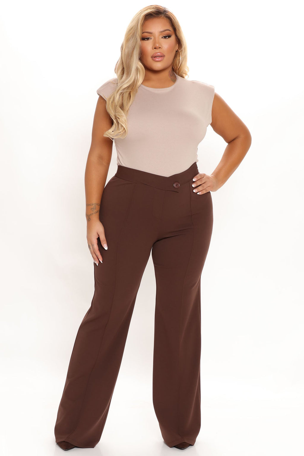 Call It Even Wide Leg Dress Pants - Chocolate