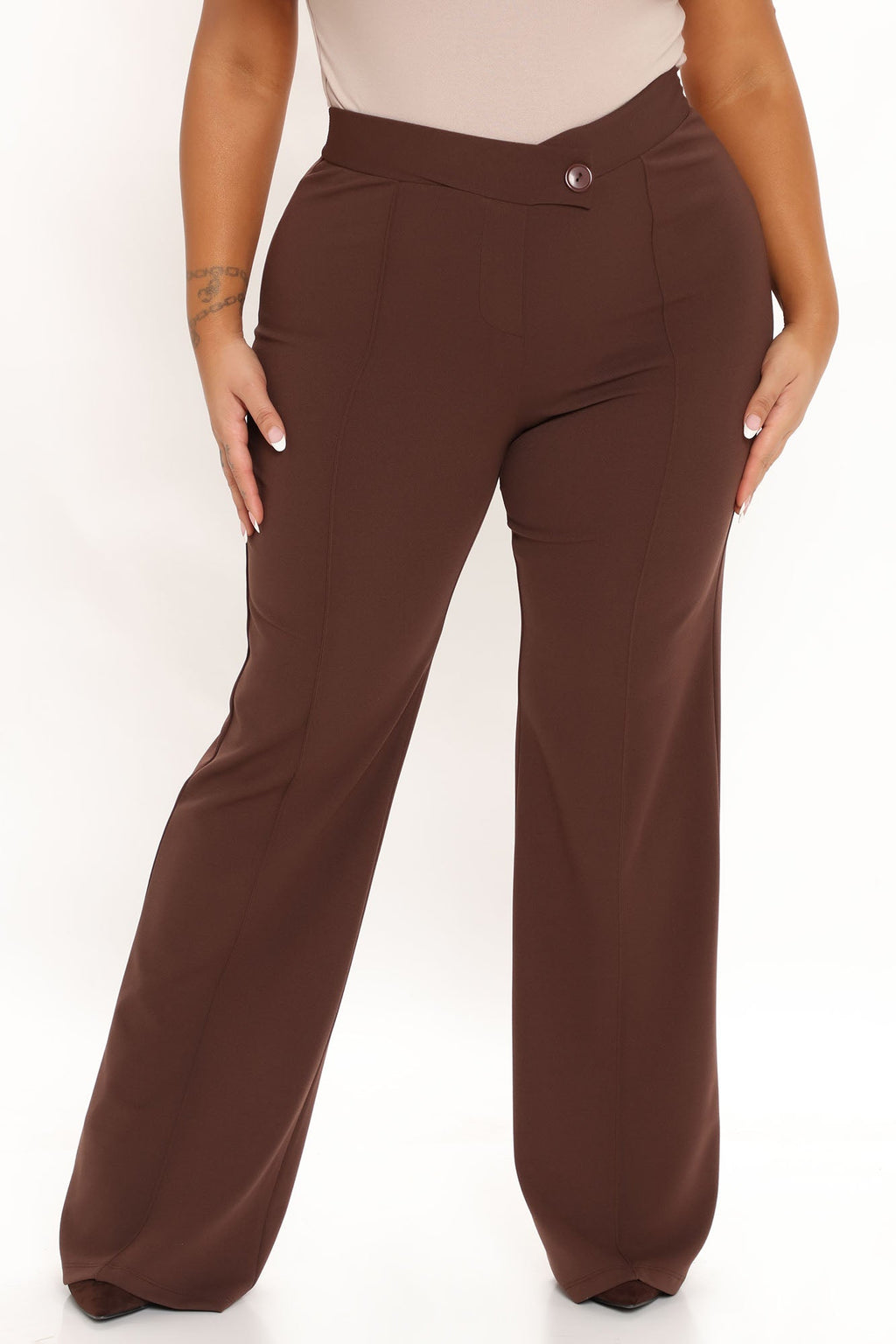 Call It Even Wide Leg Dress Pants - Chocolate