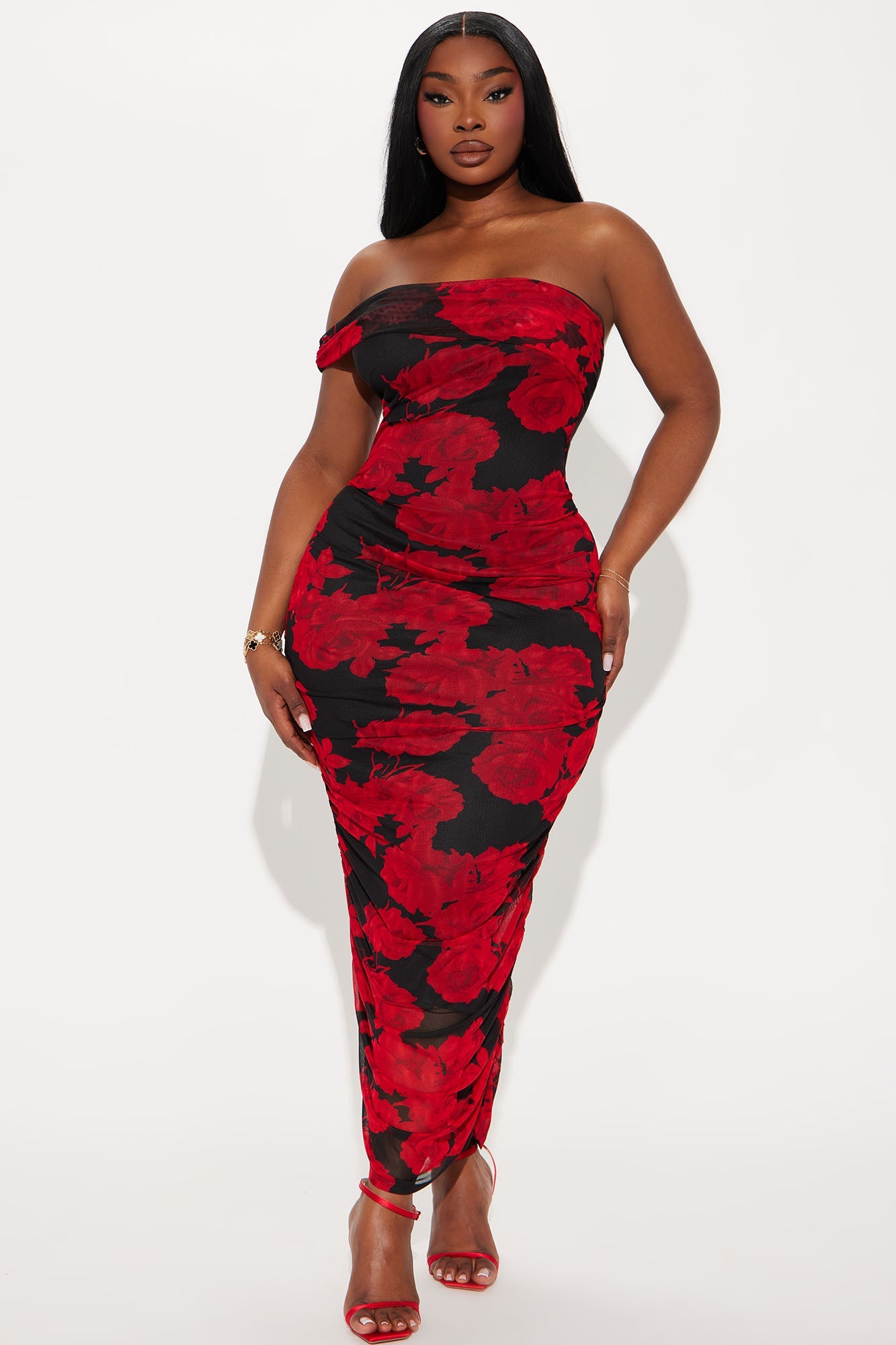 Rosetta Mesh Midi Dress - Black/combo