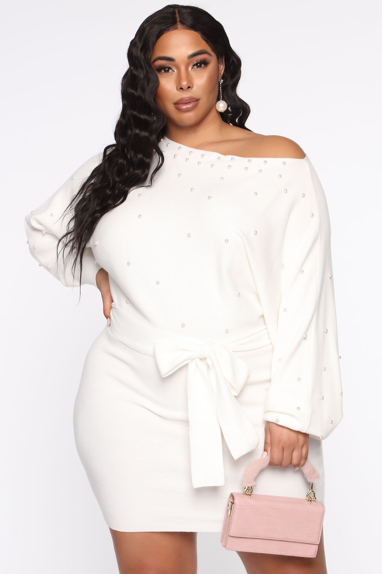 Pearls Are Everything Sweater Mini Dress - Ivory